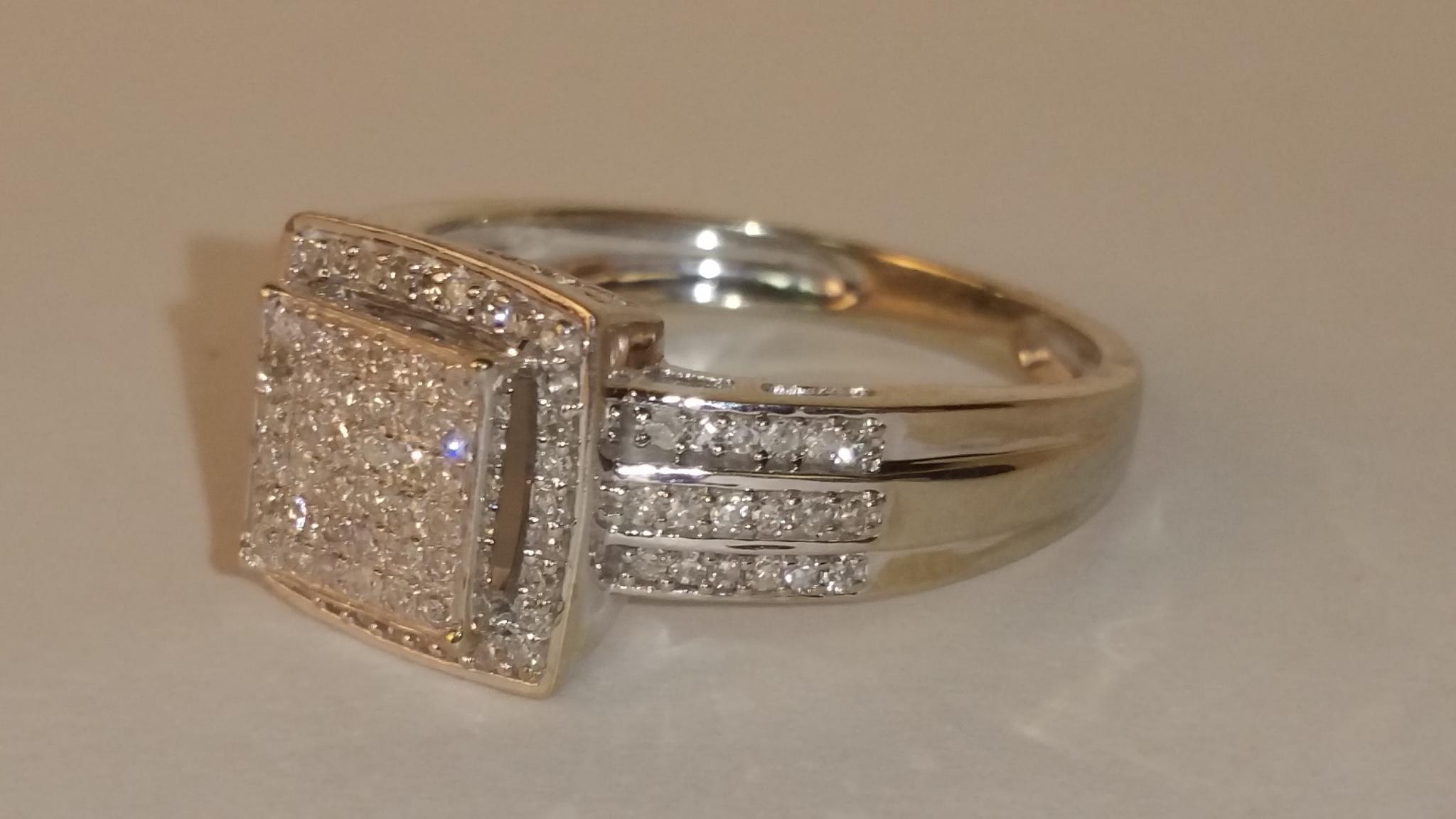 10k White Gold Engagement/ Wedding/ Bridal Ring Set