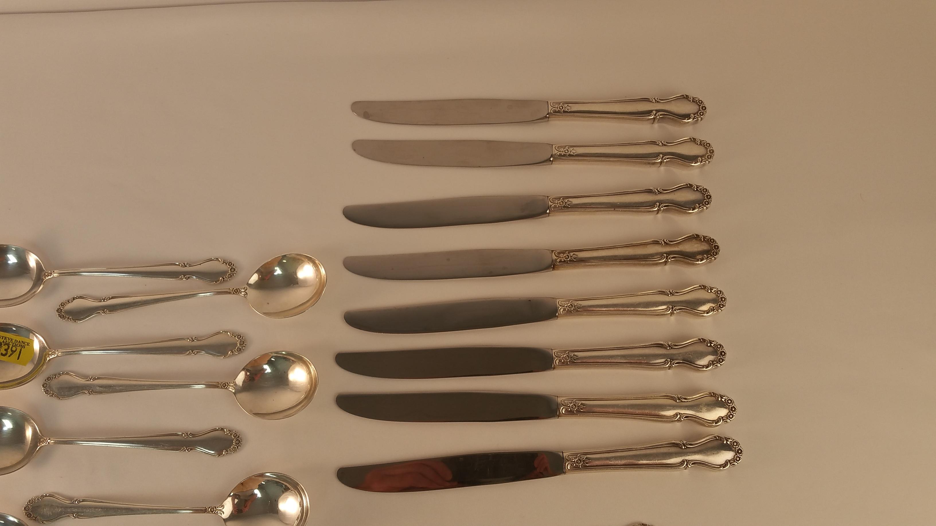 48 Piece Rogers "Wedding Bell" Sterling Flatware