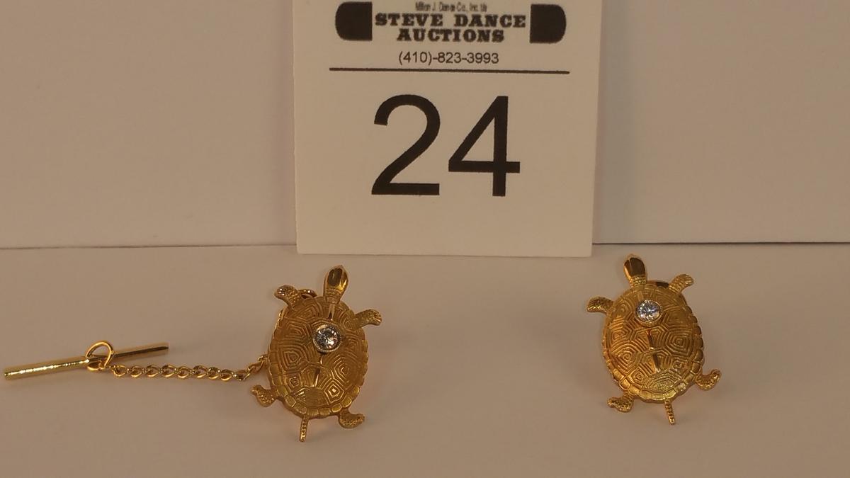 Pair 1/5 10k Gold Filled Terrapin Lapel Pins