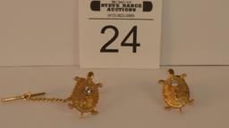 Pair 1/5 10k Gold Filled Terrapin Lapel Pins