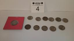 12 Silver Dimes (4- Barber And 8 Mercury)
