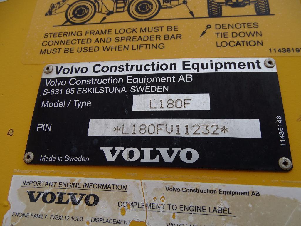 2008 Volvo L180F Wheel Loader, A/C Cab, 26.5-25 Tires, Hour Meter Reads: 15,322, S/N: L180FV11232