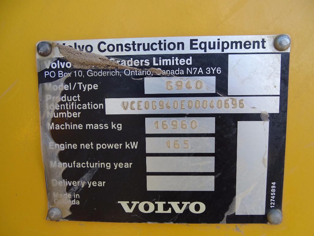 2007 Volvo G940 Motor Grader, 16' Moldboard, Rylind Front Lift Group, A/C Cab, 14.00-R24 Tires,