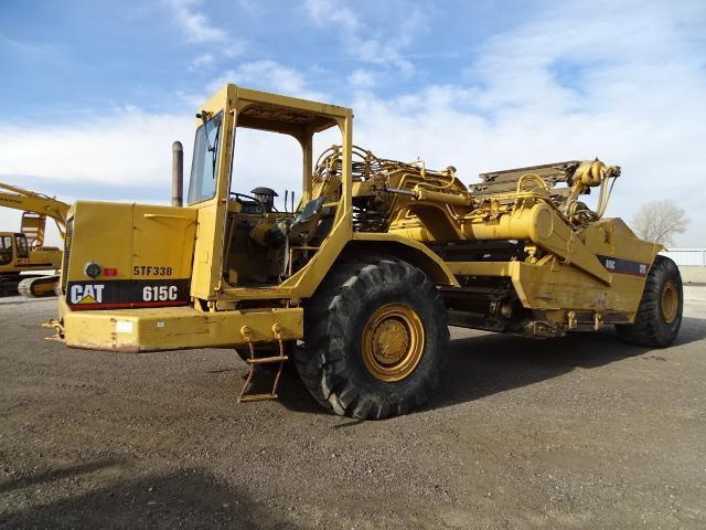 1990 Caterpillar 615C Paddle Scraper, 29.5-25 Tires, Hour Meter Reads: 3160, S/N: 5TF00338