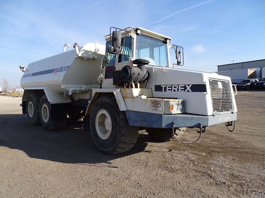 2002 Terex TA25 Water Truck, Articulated, Klein Model K-500 5000 Gallon Tank, Rear & Both Sides