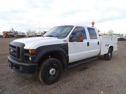 2008 FORD F350 XL Super Duty 4x4 Crew Cab Utility Truck, 6.8L, Automatic, 8' Utility Box, Fuel Tank