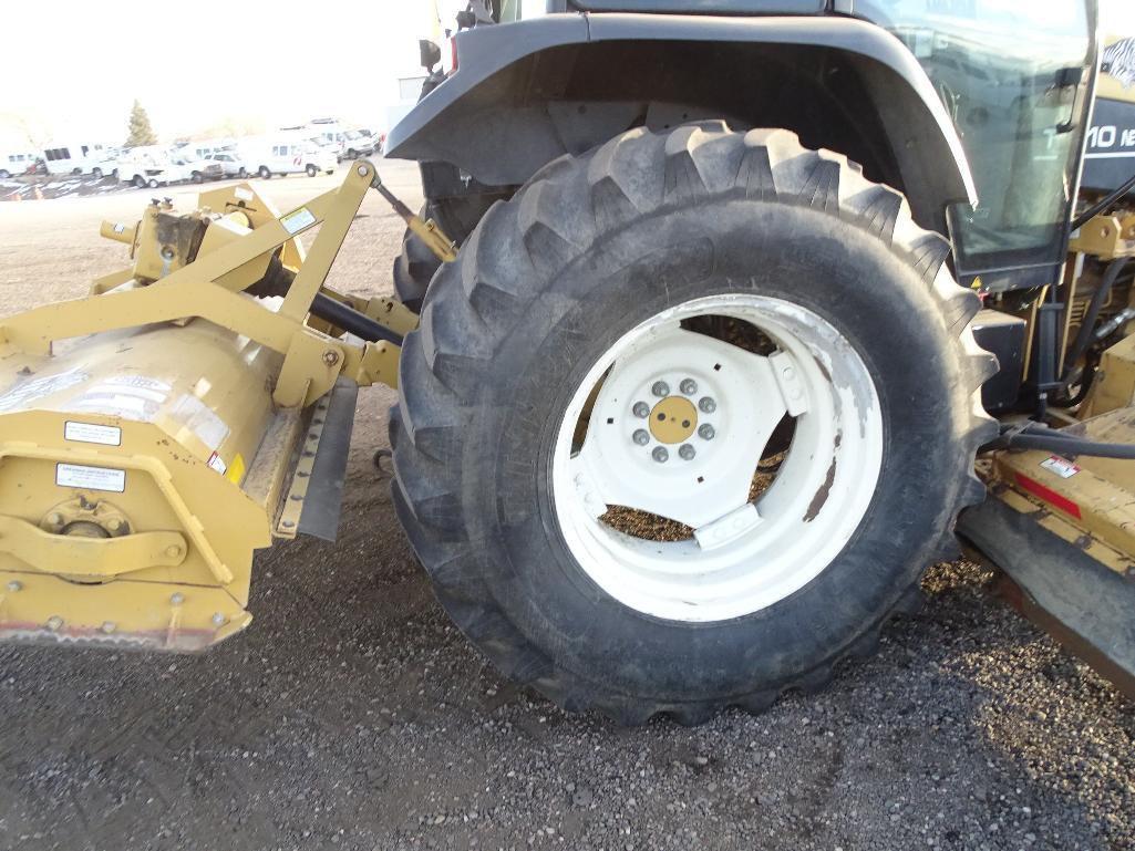 New Holland TS110 4WD Tractor, Diesel, Enclosed Cab w/ Heat & A/C, PTO, 3-Pt., (2) Tiger Side Flail