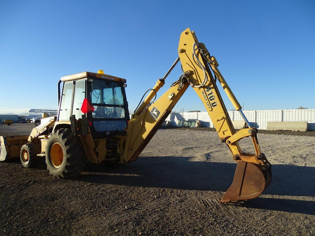 1996 John Deere 410D 4WD Loader/Backhoe, Extendahoe, Heavy Lift, EROPS, 4 in 1 Bucket, 24in Hoe