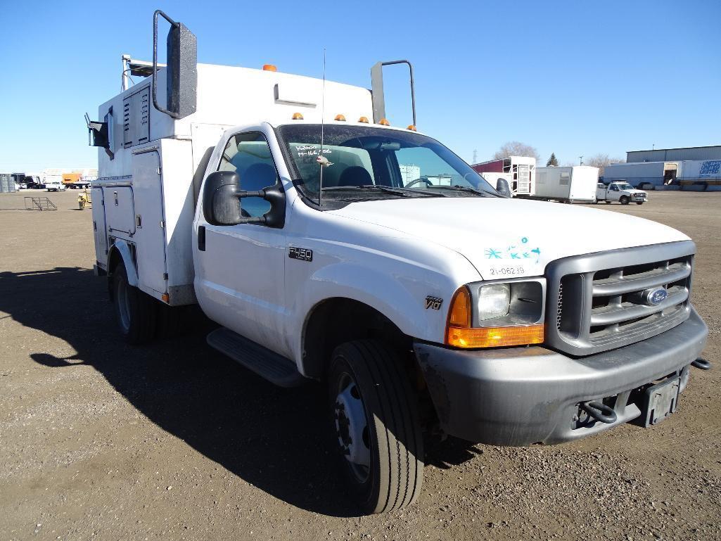 2000 FORD F450 XL Super Duty High Top Utility Truck, Triton V10, 6.8L, Automatic, 8.5' Utility Box,