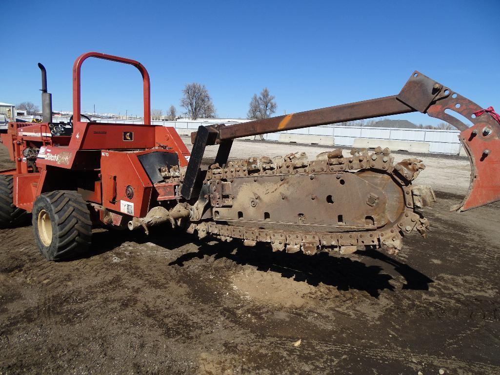 Ditch Witch 7610 Ride-On Trencher, 6' Trencher, 72in Backfill Blade, Front Counterweights, Deutz