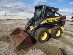 2008 New Holland L185 Skid Steer Loader, Enclosed Cab w/ Heat, Auxiliary Hydraulics, 72in Bucket,