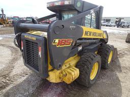 2008 New Holland L185 Skid Steer Loader, Enclosed Cab w/ Heat, Auxiliary Hydraulics, 72in Bucket,