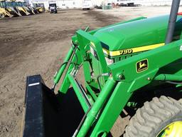 John Deere 790 4WD Tractor/ Loader, PTO, 3-Pt, Model 70 Loader Assembly, Land Pride RB1572 Blade