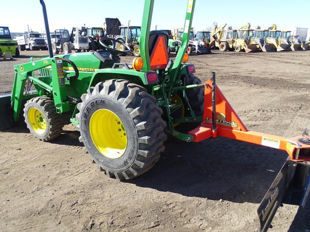 John Deere 790 4WD Tractor/ Loader, PTO, 3-Pt, Model 70 Loader Assembly, Land Pride RB1572 Blade