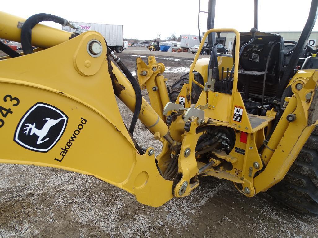 John Deere 110 4WD Loader/ Backhoe, Front & Rear Auxiliary Hydraulics, ROPS, 17in Hoe Bucket, Engine