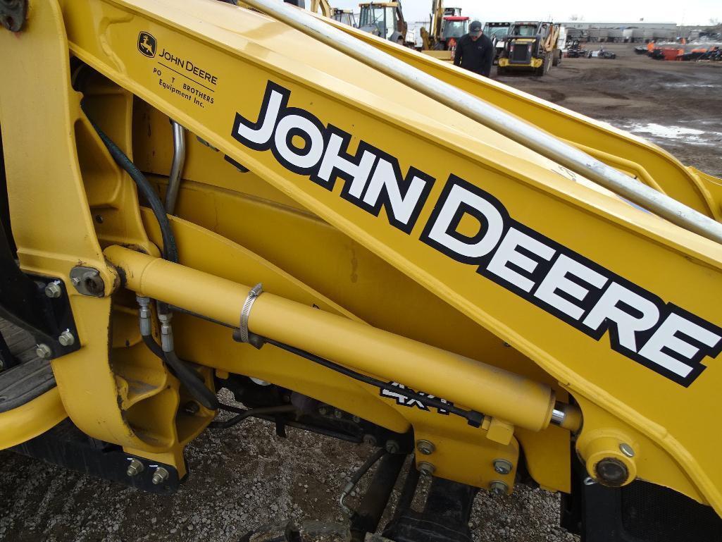 John Deere 110 4WD Loader/ Backhoe, Front & Rear Auxiliary Hydraulics, ROPS, 17in Hoe Bucket, Engine