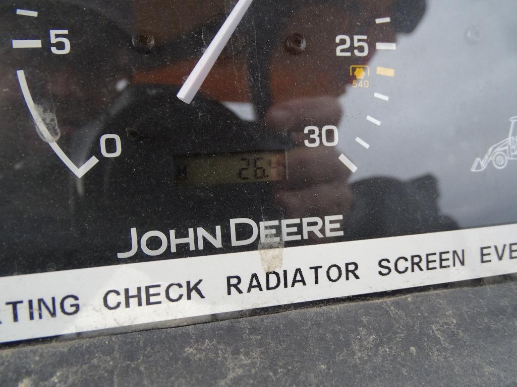 John Deere 110 4WD Loader/ Backhoe, Front & Rear Auxiliary Hydraulics, ROPS, 17in Hoe Bucket, Engine