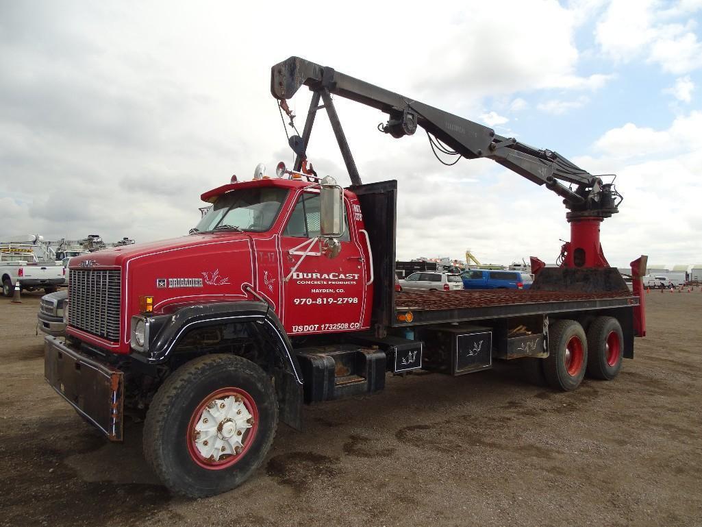 1987 GMC BRIGADIER T/A Crane Truck, Cummins Diesel, Manual Transmission, Hendrickson Spring