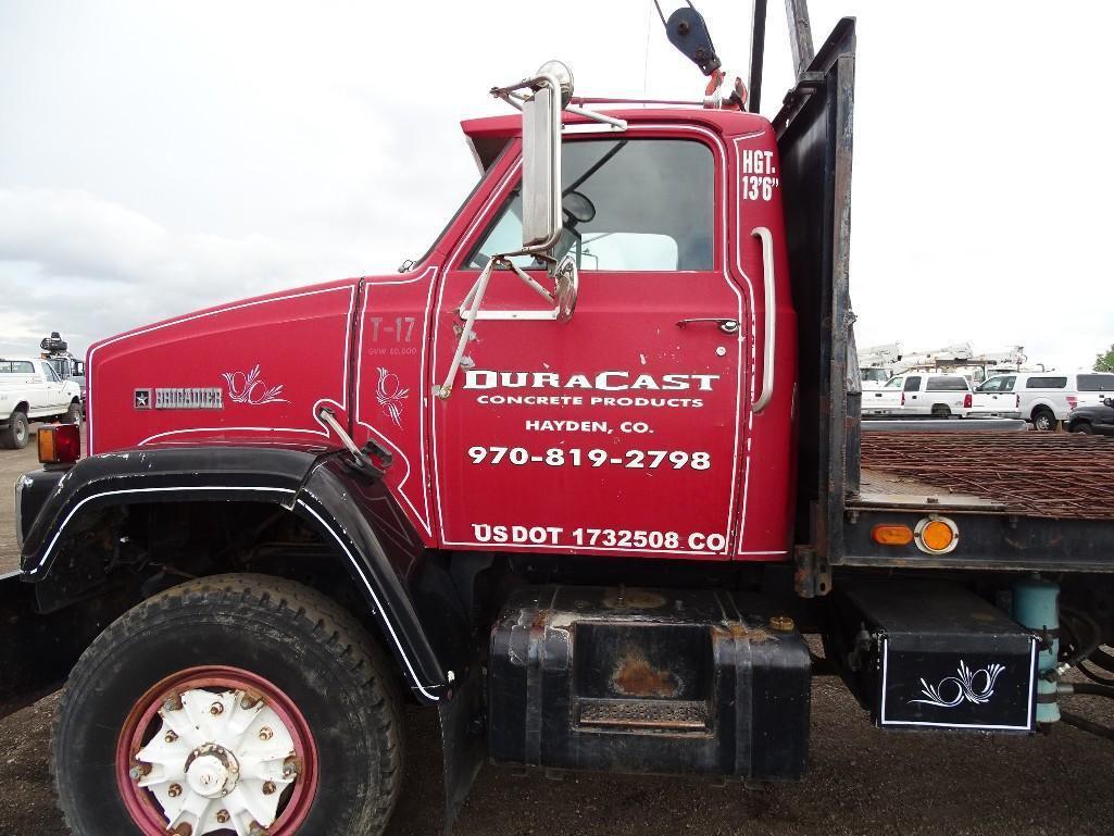 1987 GMC BRIGADIER T/A Crane Truck, Cummins Diesel, Manual Transmission, Hendrickson Spring