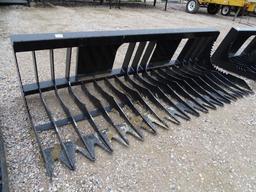 New Brute 80in Rock Bucket w/ 4in Tine Spacing To Fit Skid Steer Loader