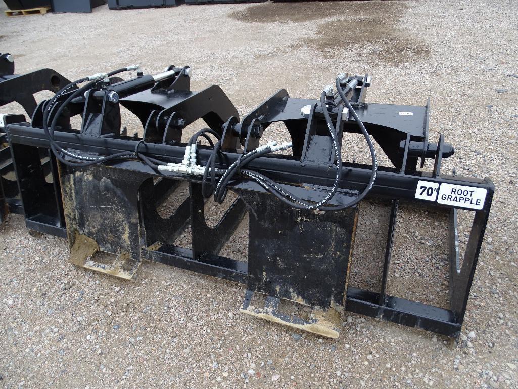 New Brute 70in Root Grapple w/ 8in Tine Spacing to Fit Skid Steer Loader