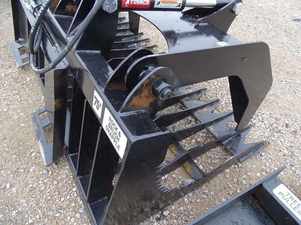 New Brute 75in Rock & Brush Grapple w/ 4in Tine Spacing To Fit Skid Steer Loader