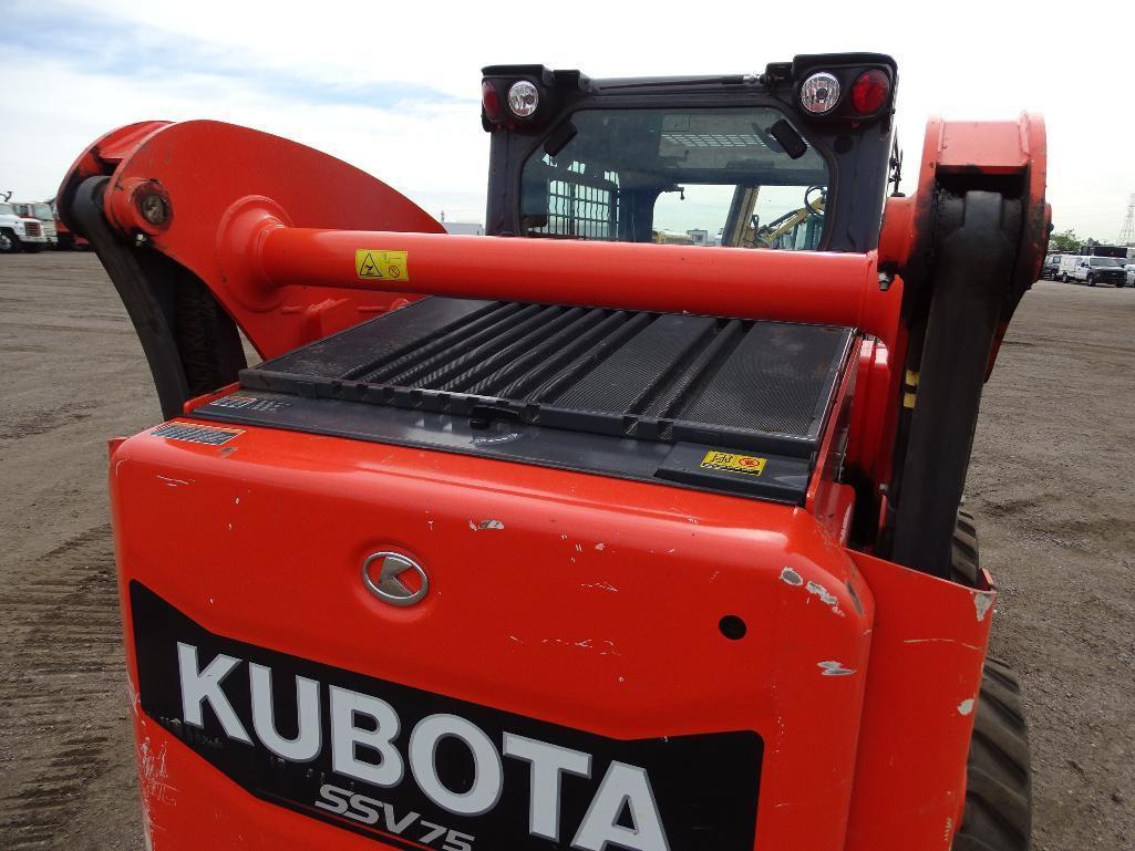 2016 Kubota SSV75HRC Skid Steer Loader, Enclosed Cab w/ Heat & A/C, 2-Speed, Auxiliary & High Flow