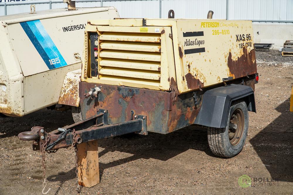 2000 ATLAS COPCO XAS-96 Towable Air Compressor, 185 CFM, John Deere Diesel, Hour Meter Reads: 3110,