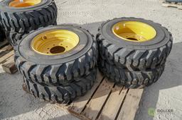 (4) New Turbo 10-16.5 Skid Steer Tires w/ Wheels