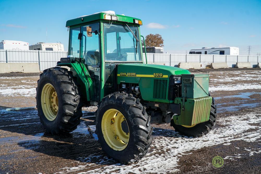 John Deere 5510 4WD Agricultural Tractor, Enclosed Cab w/ Heat & A/C, PTO, 3-Pt, Rear Auxiliary