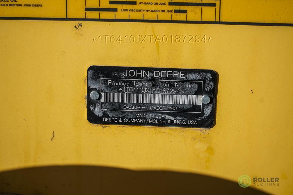 2010 JOHN DEERE 410J 4WD Loader/Backhoe, Extendahoe, Auxiliary Hydraulics, EROPS, Heat & A/C, 24in