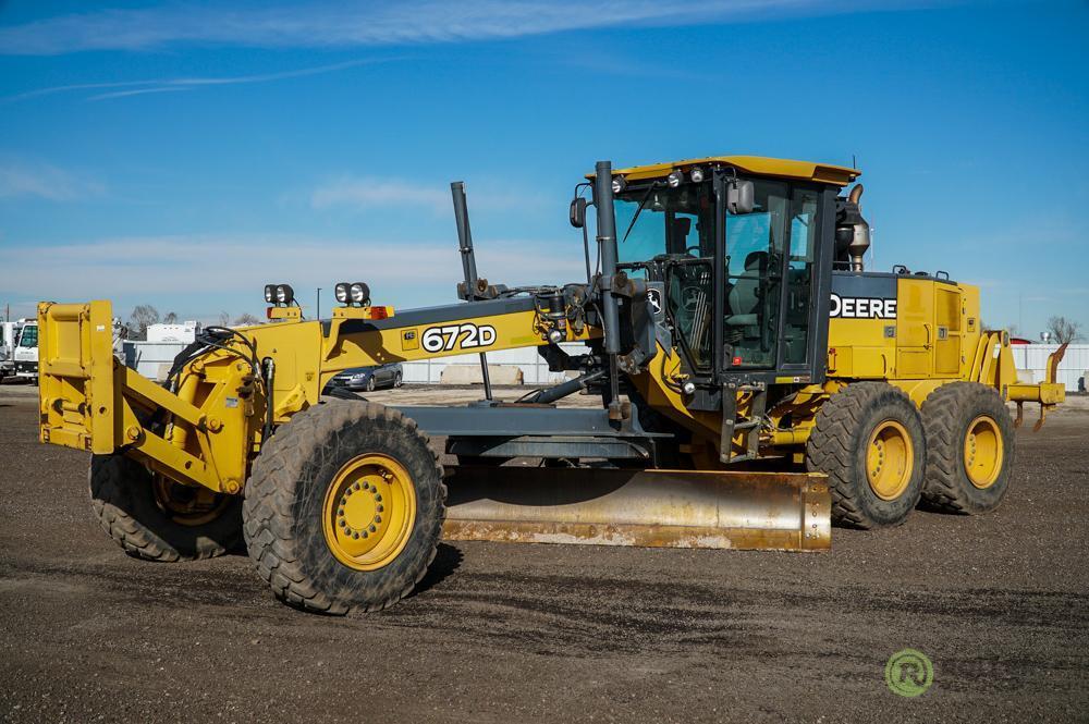 2008 JOHN DEERE 672D 6WD Motor Grader, Rear Ripper, 14' Moldboard, Accumulators, Henke Front Lift