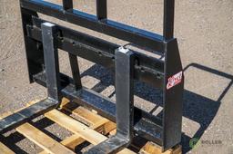 New Kival 48in Pallet Fork Attachment To Fit Skid Steer Loader, 4200 LB Capacity, Step Thru Frame