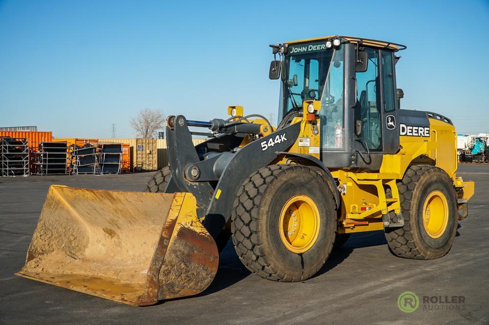 2012 JOHN DEERE 544K Wheel Loader, Cab w/ A/C & Heat, JRB Quick Coupler, 3rd Valve, 20.5-R25 Tires,