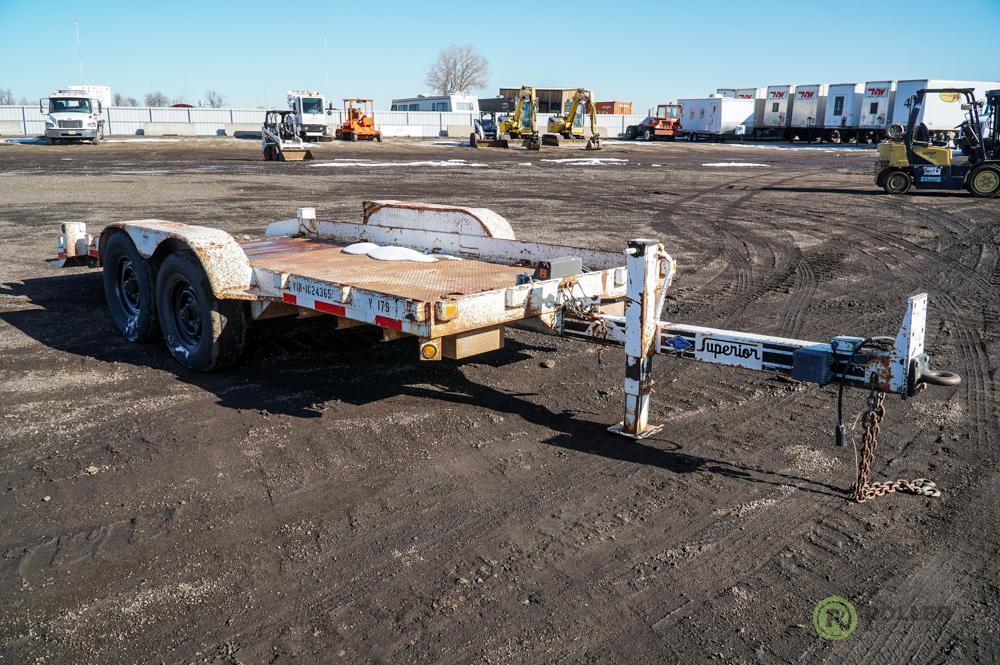 2001 SUPERIOR 2PT8M-T T/A Tilt Bed Equipment Trailer, 14' x 78in Steel Deck, 3' Dovetail, 16,000 LB