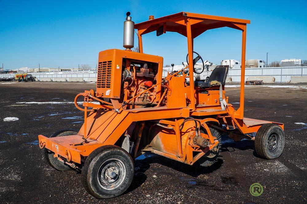 Ride-On Sweeper, 4-Cylinder Diesel, 80in Broom, Hour Meter Reads:3454