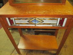 End table and lighted Stained Glass shelf unit -> Will not be Shipped! <- con 305