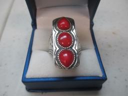 Heavy Silpada Sterling Silver Ring w/coral sz 10 con 181