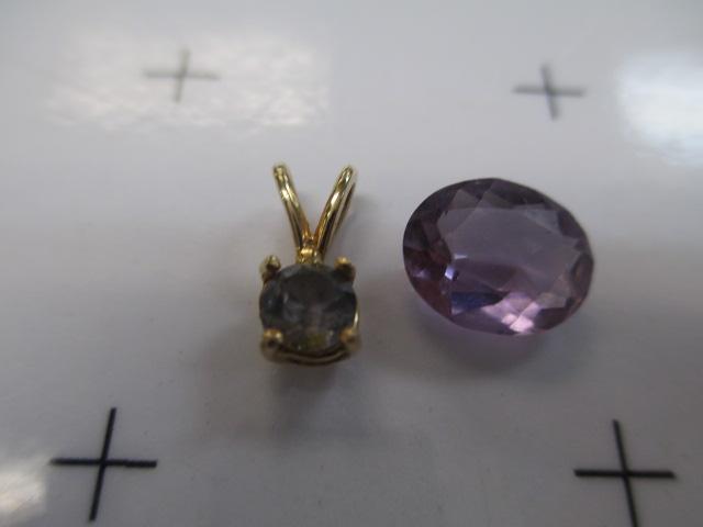 14k Gold and Gem Pendant with Large Amethyst - con 668