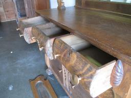 Vintage Oak Buffet with Mirror - 80x50x23 - Will not be shipped - con 726