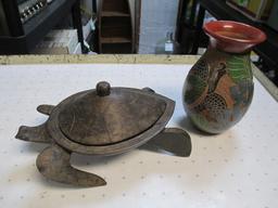 2pc Turtle Lot Jewelry Holder and Decor Vase - Will not be shipped - con 476