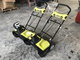 Electric Snowblower Ryobi 2 Ryobi Electric Snowblowers. 40 V Lithium-ion Ba