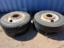 (4) 11R24.5 TIRES AND RIMS