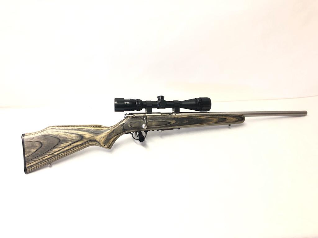 Savage, Model 93-17, 17HMR, SN# 0920513 Green Laminate Stock and Scope