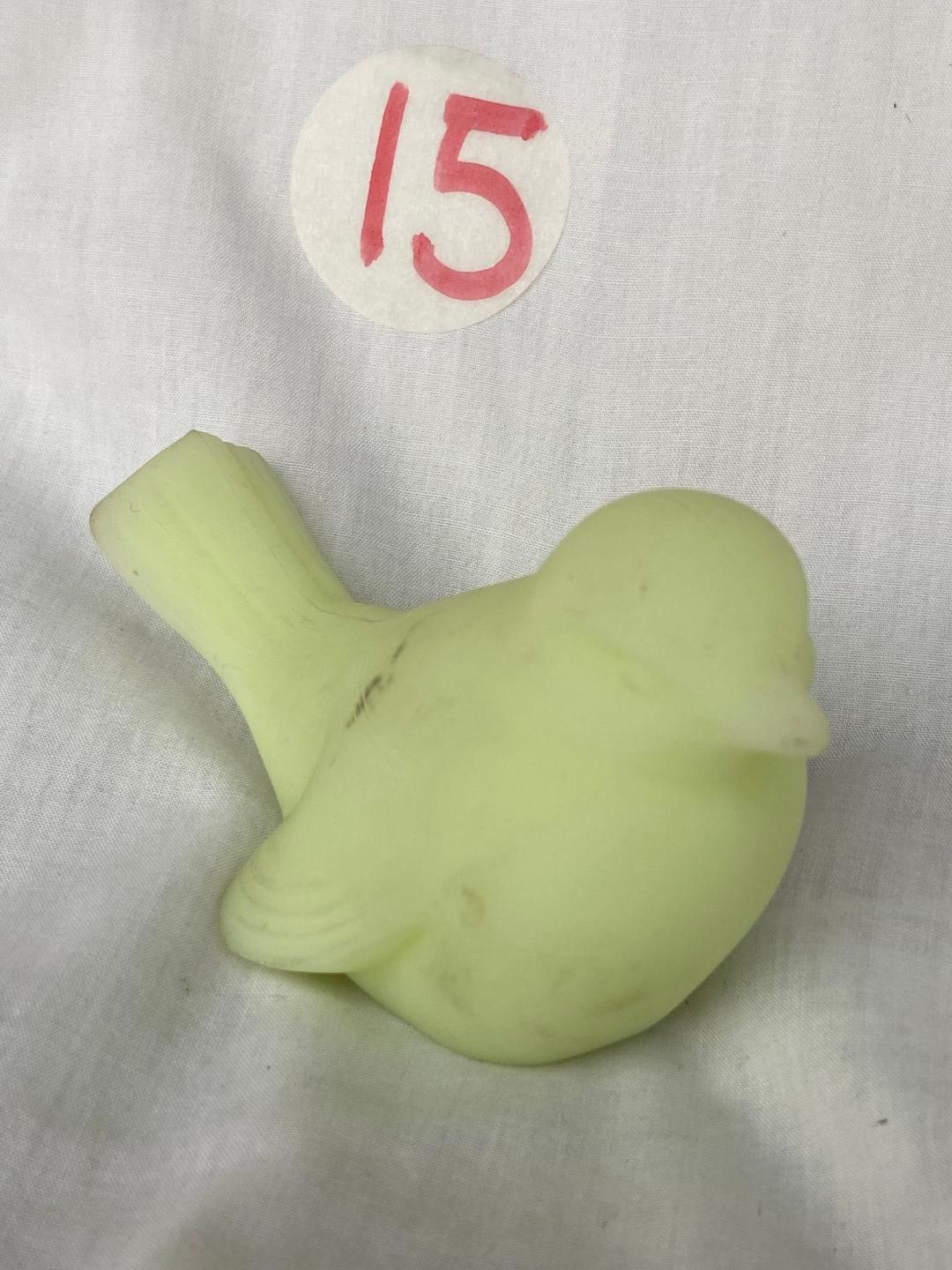 Fenton bird, lime sherbet satin glass figurine