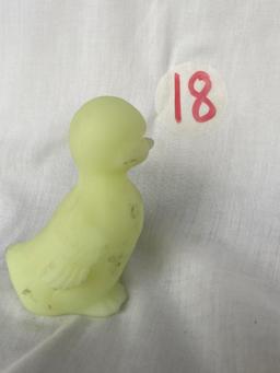 Fenton Duck, Lime Sherbet Satin Figurine