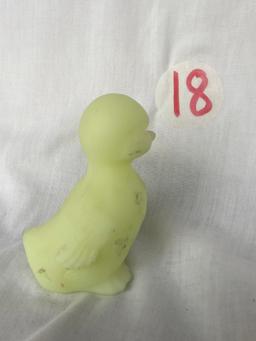 Fenton Duck, Lime Sherbet Satin Figurine