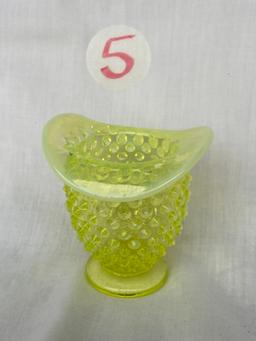 Fenton Hobnail Min. Hat Vase, Green Opalescent