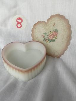 Fenton Heart Shaped Trinket Box, Artist Signed