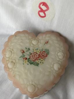 Fenton Heart Shaped Trinket Box, Artist Signed